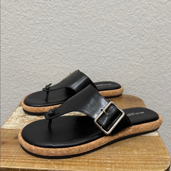 Kelsi Dagger Theory Black Leather Thing Buckle strap Sandals Size 8.5 NEW - Picture 4 of 7